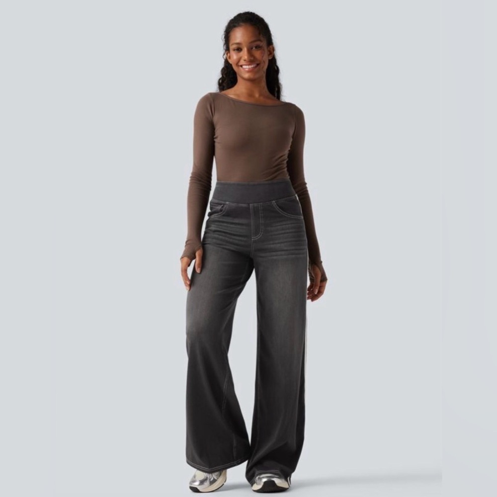 Halara Flex™ High Waisted Stripe Wide Leg Flowy Washed Casual